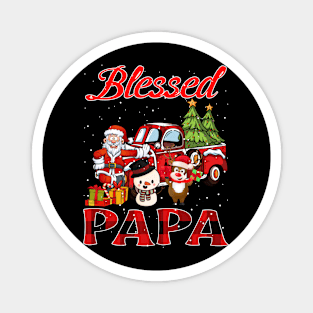 Blessed Papa Red Plaid Christmas Magnet